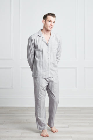 Luxe Stretch Cotton Pajama Set in Mist Blue