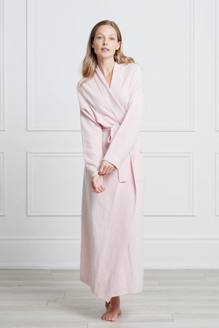 Pure Cashmere Long Robe in Dove Grey