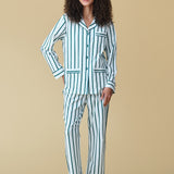 Luxe Stretch Cotton Pajama Set in Pine Stripe