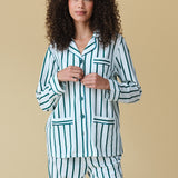 Luxe Stretch Cotton Pajama Set in Pine Stripe