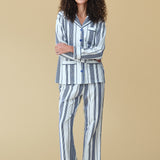 Luxe Stretch Cotton Pajama Set in Navy Stripe