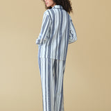Luxe Stretch Cotton Pajama Set in Navy Stripe