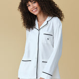 Luxe Stretch Cotton Pajama Set in Pearl