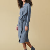 Pure Cashmere Long Robe in Charcoal Grey