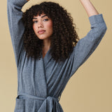 Pure Cashmere Long Robe in Charcoal Grey