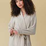 Pure Cashmere Long Robe in Champagne