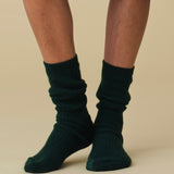 Merino Cashmere Sleep Socks in Pine Green