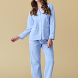 Luxe Stretch Cotton Pajama Set in Dayflower Blue