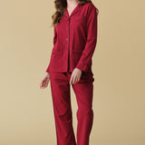 Luxe Stretch Cotton Pajama Set in Cranberry
