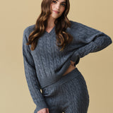 Merino Cashmere Lounge Sweater in Charcoal Grey