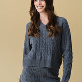 Merino Cashmere Lounge Sweater in Charcoal Grey