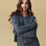 Merino Cashmere Lounge Sweater in Charcoal Grey