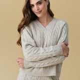 Merino Cashmere Lounge Sweater in Champagne