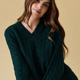 Merino Cashmere Lounge Sweater in Pine Green
