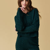 Merino Cashmere Lounge Sweater in Pine Green
