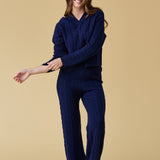Merino Cashmere Lounge Sweater in Midnight Blue