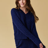Merino Cashmere Lounge Sweater in Midnight Blue