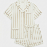 Luxe Stretch Cotton Short Set in Champagne Stripe
