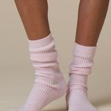 Merino Cashmere Sleep Socks in Pink Peony