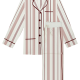 Luxe Stretch Cotton Pajama Set in Merlot Stripe