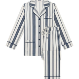 Luxe Stretch Cotton Pajama Set in Navy Stripe