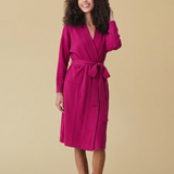 Pure Cashmere Long Robe in Raspberry