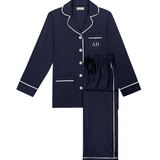 Luxe Stretch Cotton Pajama Set in Midnight Blue