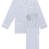Luxe Stretch Cotton Pajama Set in Mist Blue