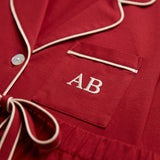 Luxe Stretch Cotton Pajama Set in Crimson