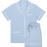 Luxe Stretch Cotton Short Set in Dayflower Blue