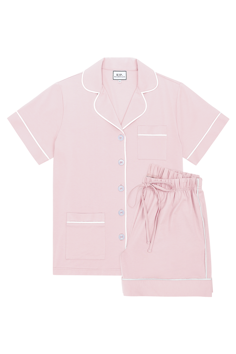 Luxe Stretch Cotton Short Set in Pink Peony