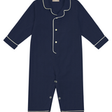 Luxe Stretch Cotton Infant Romper in Midnight Blue