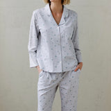 noon by KIP | Stretch Cotton Long Pajama Set in Floral Gingham