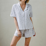 noon by KIP | Stretch Cotton Short Pajama Set in Floral Gingham