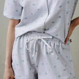 noon by KIP | Stretch Cotton Short Pajama Set in Floral Gingham