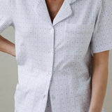 noon by KIP | Stretch Cotton Short Pajama Set in Heart Stripe