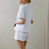 noon by KIP | Stretch Cotton Short Pajama Set in Heart Stripe