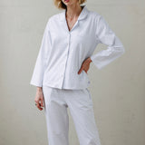 noon by KIP | Stretch Cotton Long Pajama Set in Heart Stripe