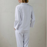 noon by KIP | Stretch Cotton Long Pajama Set in Heart Stripe