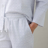noon by KIP | Stretch Cotton Long Pajama Set in Heart Stripe