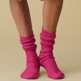 Merino Cashmere Sleep Socks in Raspberry