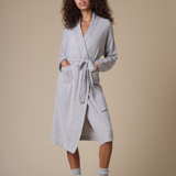 Pure Cashmere Long Robe in Dove Grey