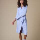 Pure Cashmere Long Robe in Mist Blue