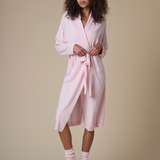 Pure Cashmere Long Robe in Pink Peony