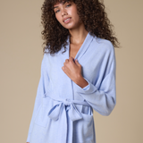 Pure Cashmere Long Robe in Mist Blue