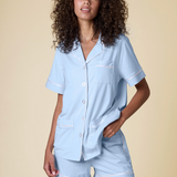 Luxe Stretch Cotton Short Set in Dayflower Blue