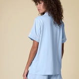 Luxe Stretch Cotton Short Set in Dayflower Blue