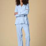 Luxe Stretch Cotton Pajama Set in Dayflower Blue