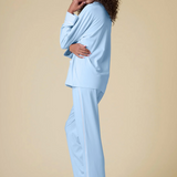 Luxe Stretch Cotton Pajama Set in Dayflower Blue