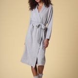 Pure Cashmere Long Robe in Dove Grey